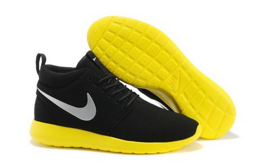 Nike Roshe Run High Cut Womenss Shoes Black Yellow Hong Kong